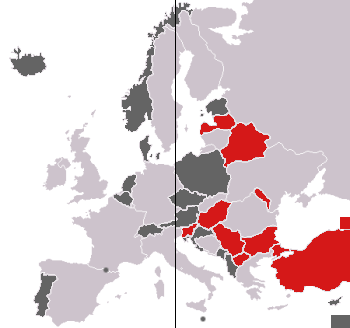 Europakarta med markeringar